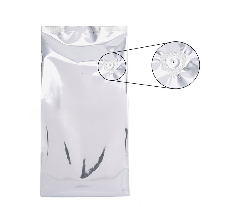 Bolsa para café molido con Fuelles Plata Laminada 1kg - 34 cm