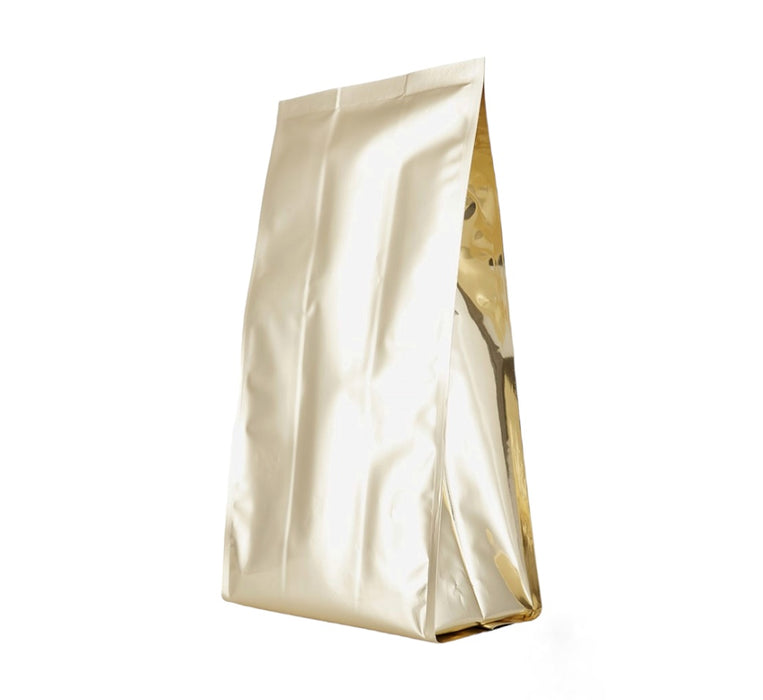Bolsa para café con Fuelles Dorado brillante Laminada 500g
