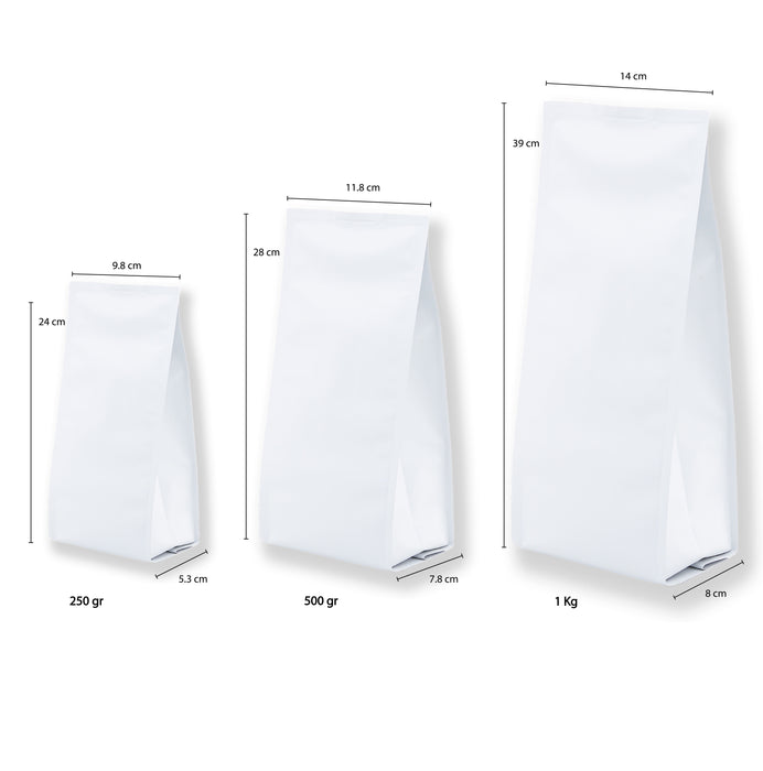 Bolsa para agroquímicos con Fuelles Blanco mate Laminada 1kg