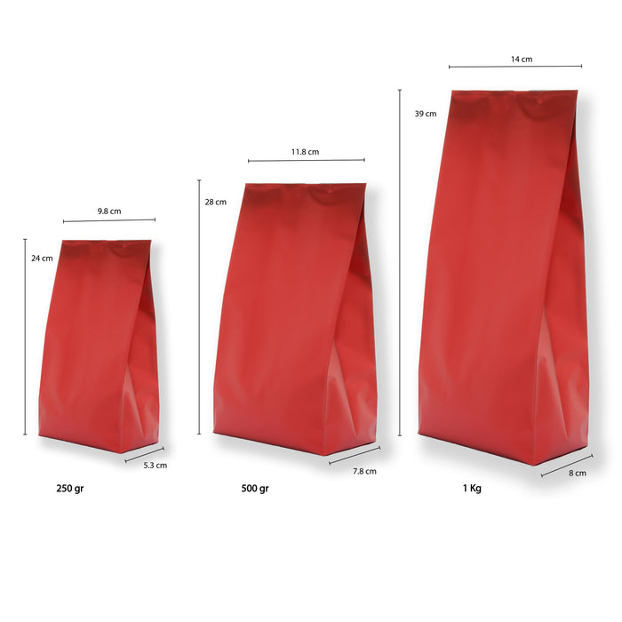 Bolsa para café con Fuelles Rojo mate Laminada 500g