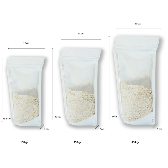 Bolsa de barrera Stand up Pouch Metalizado Transparente 150g