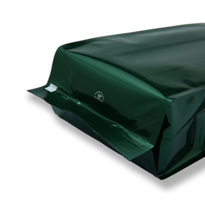 Bolsa con Fuelles Verde brillante Laminada 500g para Café y Alimentos