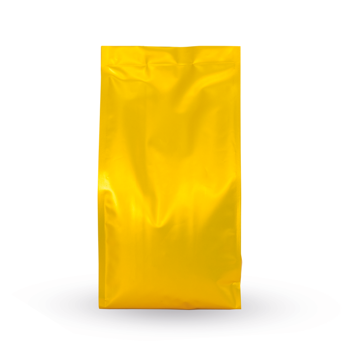 Bolsa con Fuelles Amarillo mate Laminada 500g para Café y Alimentos