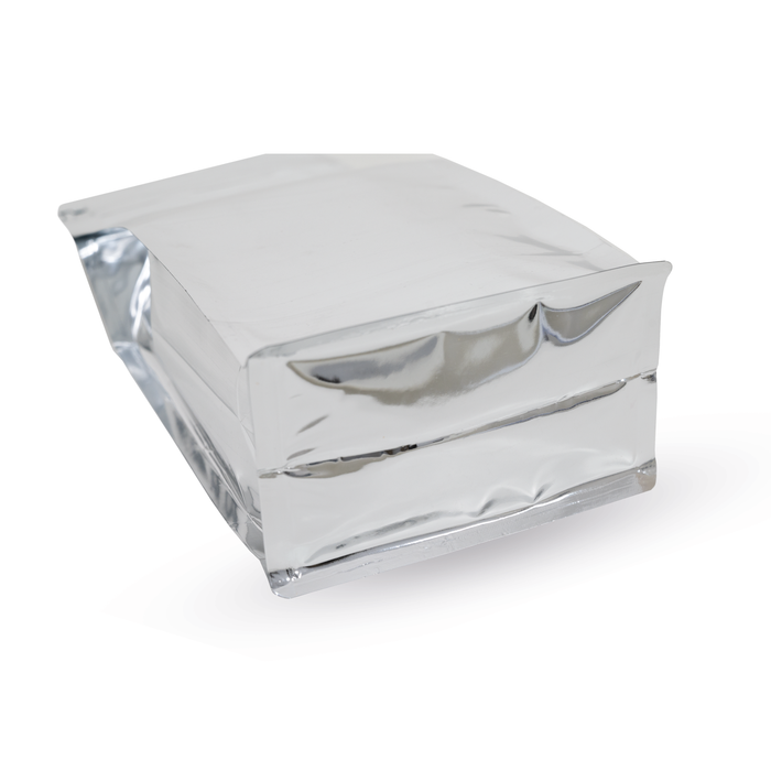 Bolsa de Fondo Plano Plata Laminada con Zipper 1Kg para Café y Alimentos
