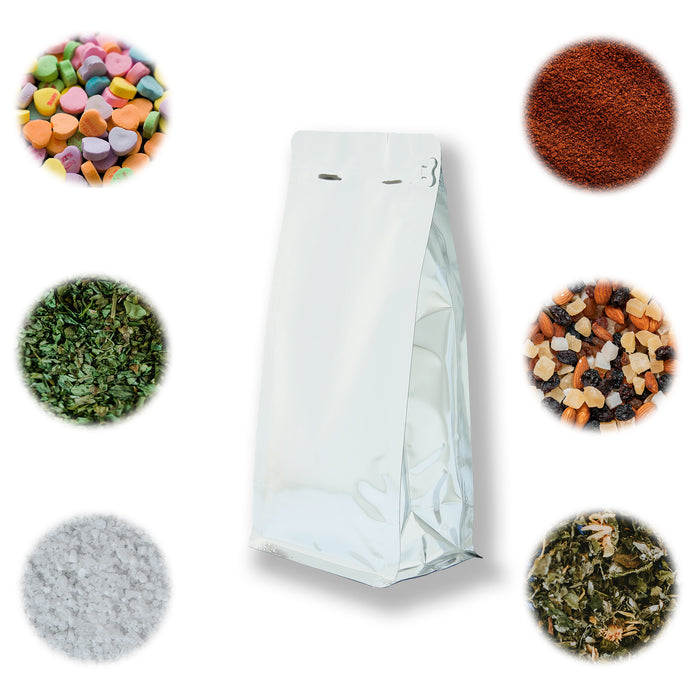 Bolsa de Fondo Plano Plata Laminada con Zipper 1Kg para Café y Alimentos