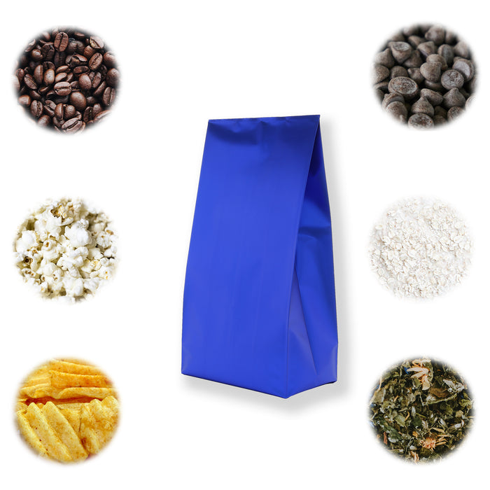 Bolsa con Fuelles Azul mate Laminada 1kg para Café en grano y Alimentos