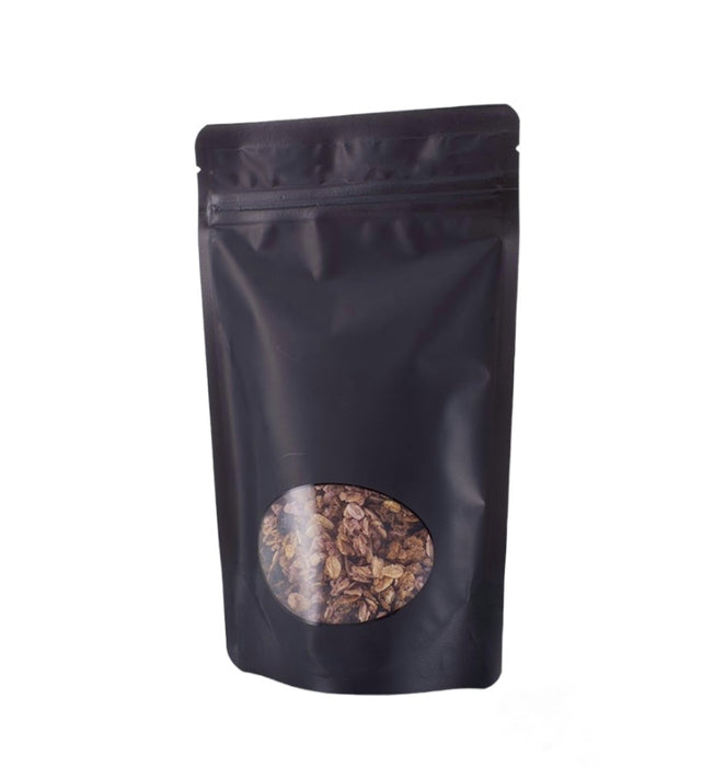 Bolsa Stand up Pouch Con ventana Negro mate 150g Doypack para Semillas y Alimentos