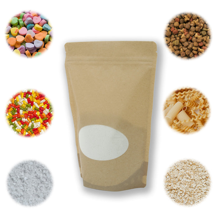 Bolsa Stand up Pouche Con ventana Apariencia kraft 250g Doypack para Semillas y Alimentos